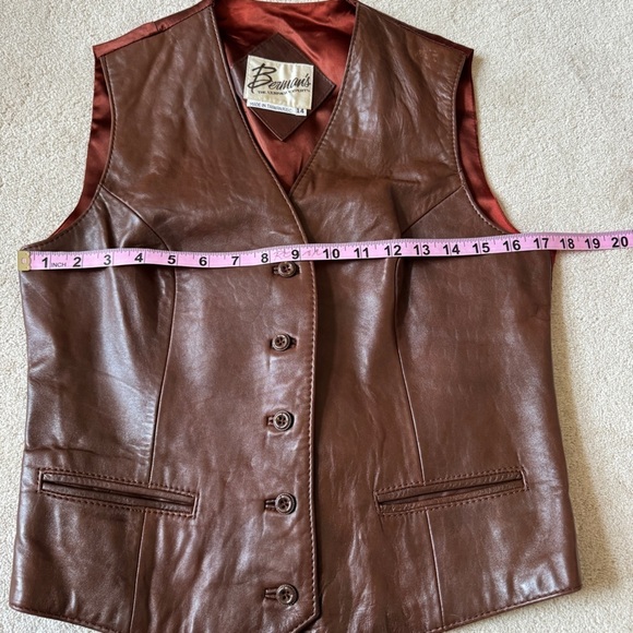 Vintage Berman’s The Leather Experts Brown Leather Vest size 14 - Picture 13 of 15